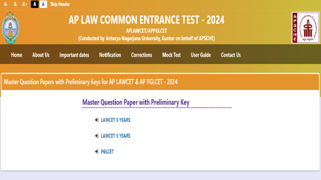 AP LAWCET Key 2024 Released on cets.apsche.ap.gov.in