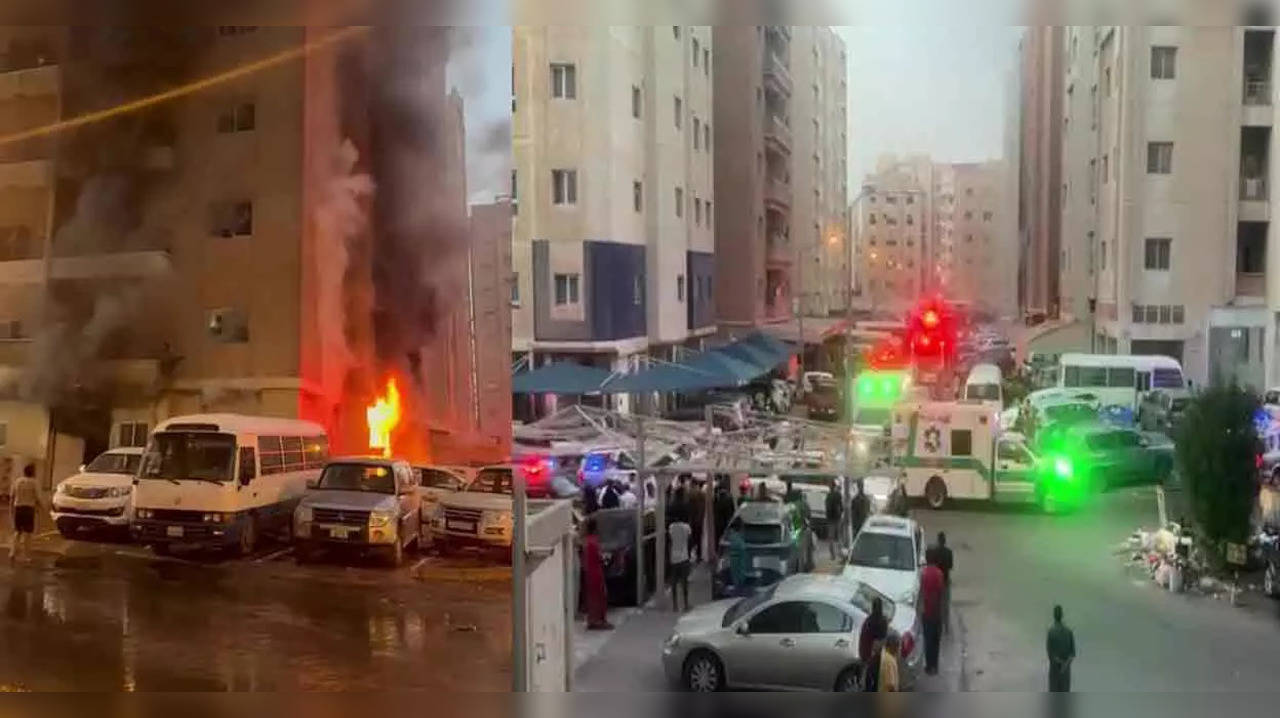 A fire broke out at in a building housing workers in the city of Mangaf in southern Kuwait on Wednesday