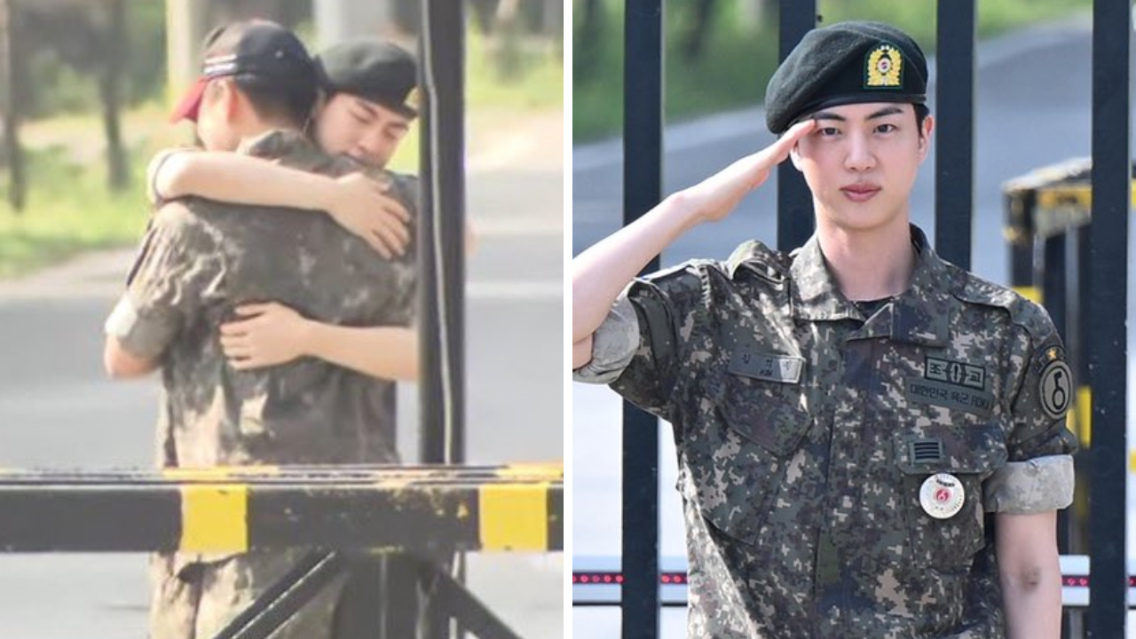 BTS' Jin Tears Up As He Bids Farewell To Comrades At Military Discharge Ceremony