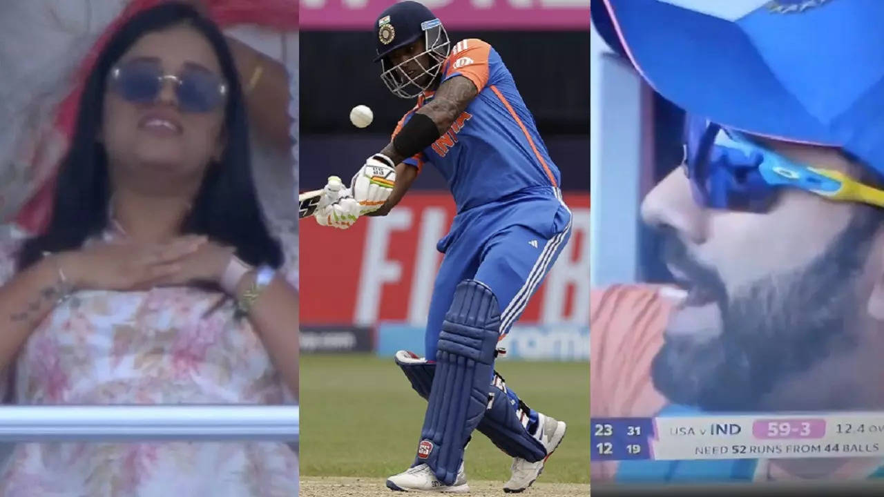 Rohit Sharma, Devisha Shetty react after Suryakumar Yadav gets a lifeline during India-USA T20 World Cup 2024 match