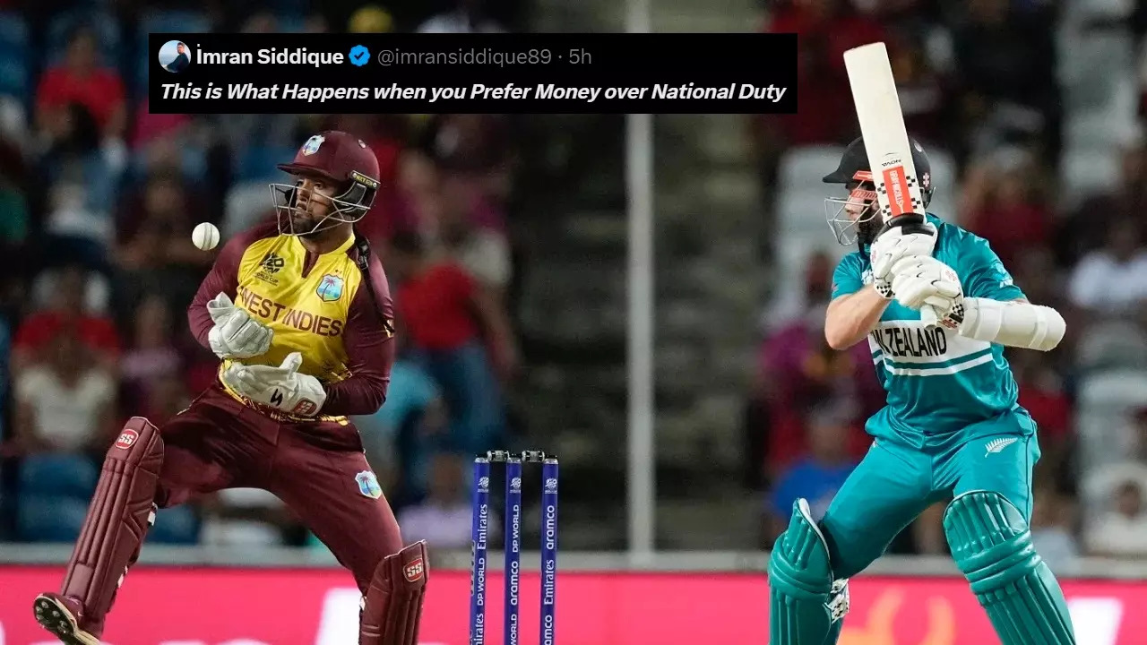 Kane Williamson and Nicholas Pooran during T20 World Cup 2024