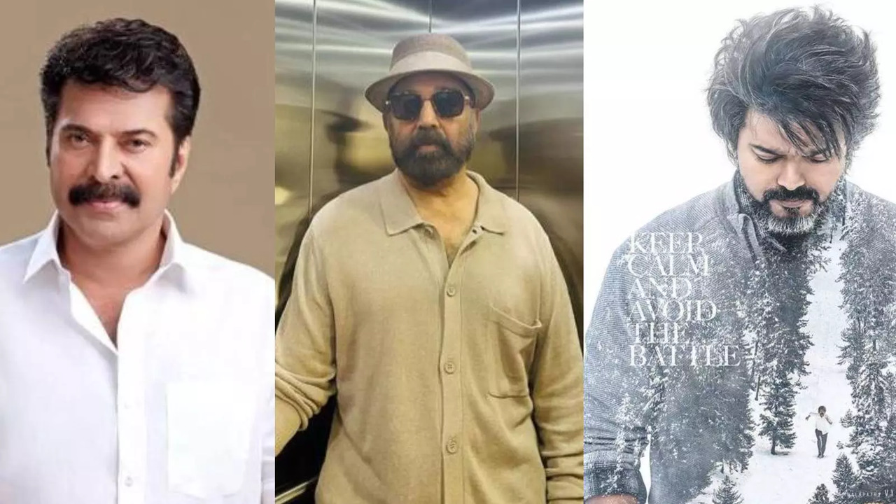 File Photos of Mammootty(L), Kamal Haasan(C) And Vijay (R)