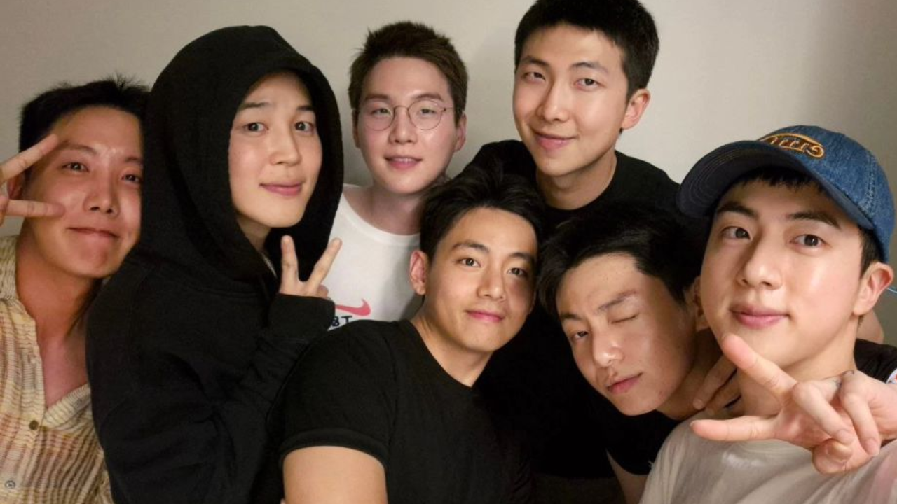 BTS' RM Shares New OT7 Pic, Reveals Suga's Full Face FIRST Time Post Military Enlistment