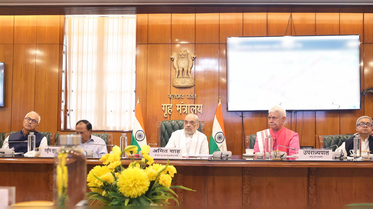 Amit Shah chairs high-level J-K security meet at North Block in New Delhi on Sunday.