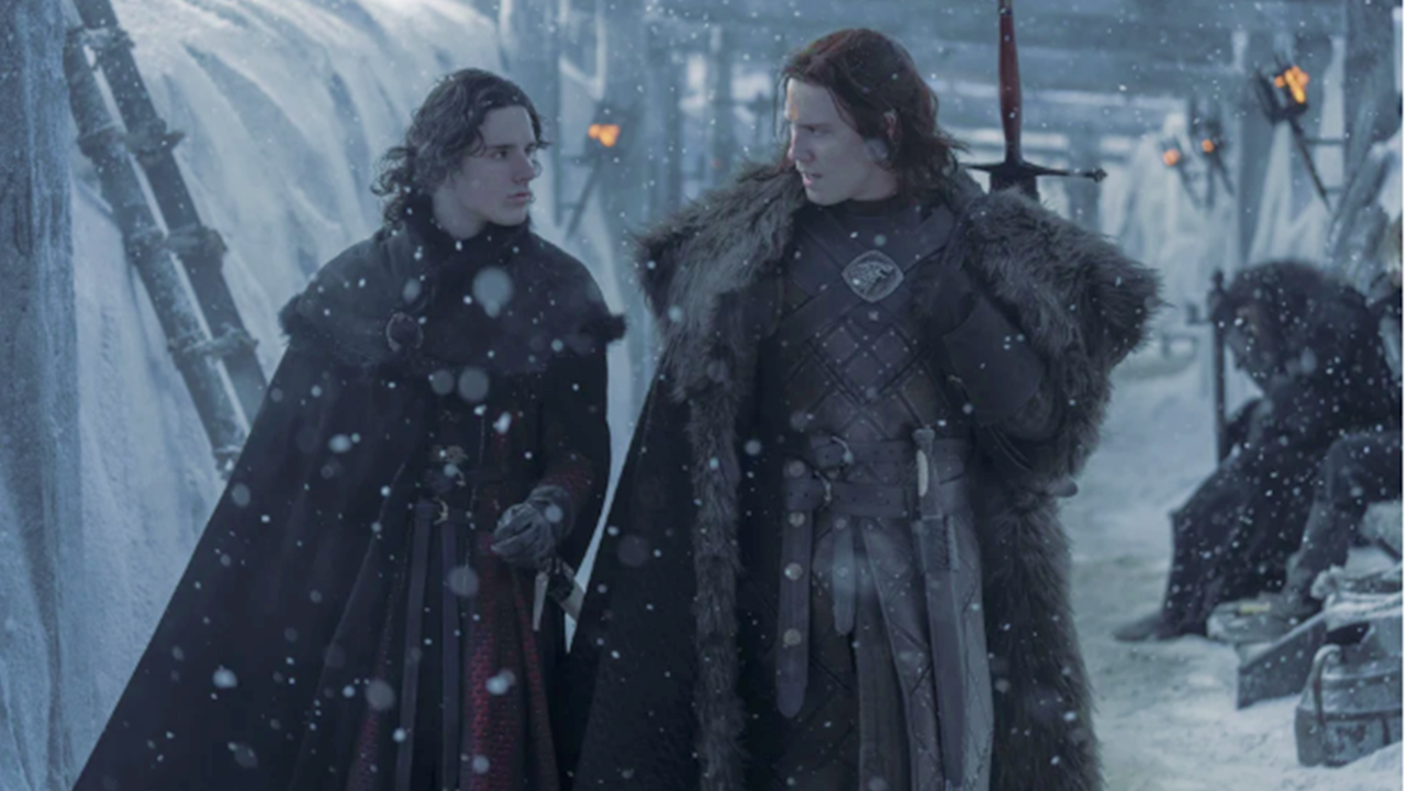 Actors Harry Collett as Prince Jacaerys Velaryon and Tom Taylor as Lord Cregan Stark in a still from House of the Dragon