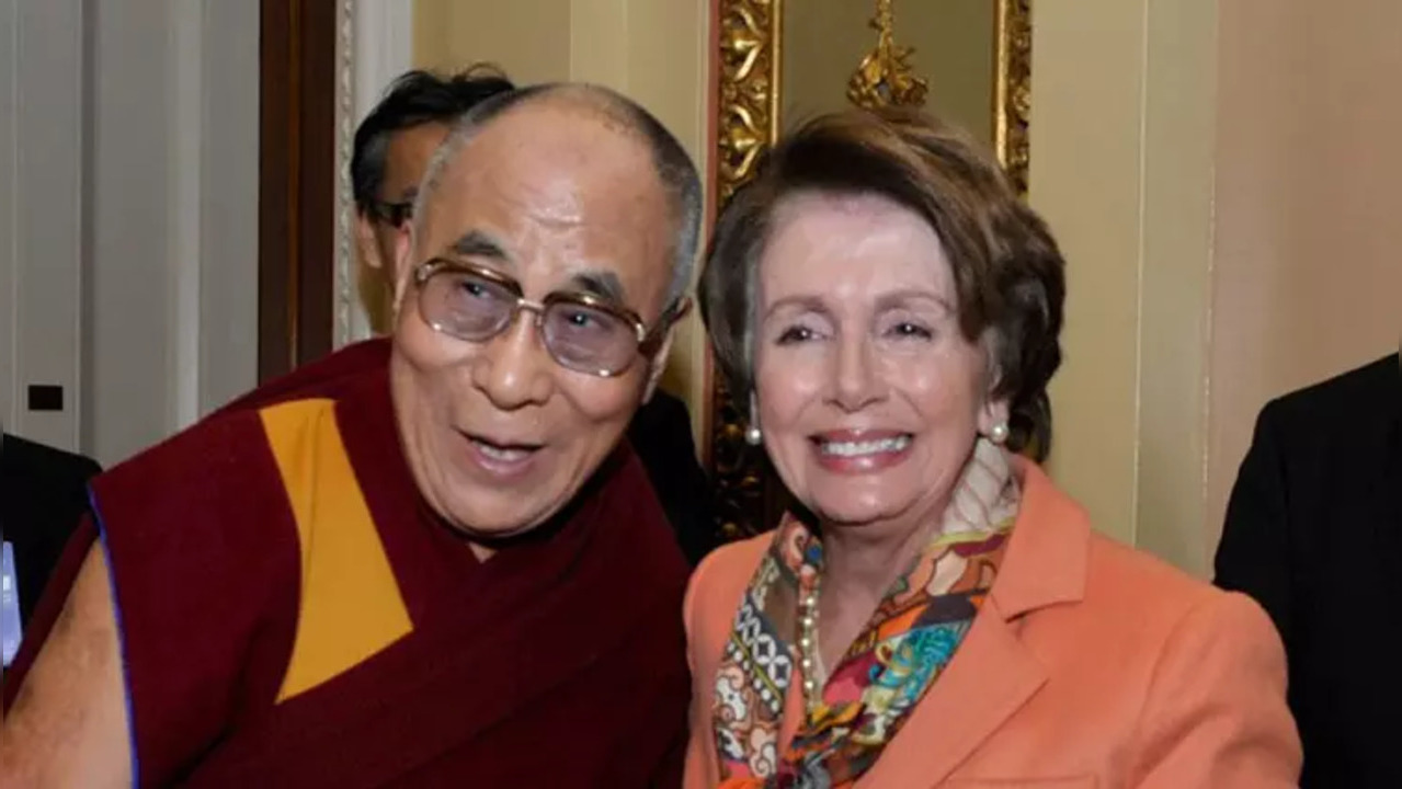 File photo of Dalai Lama with Nancy Pelosi