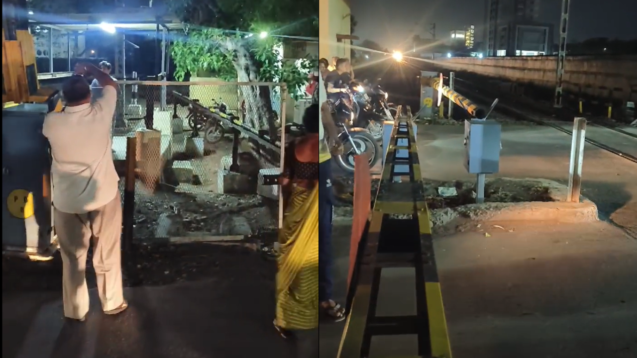 VIDEO | Major Accident Averted In Rajkot After Railway Gate Man Woken Up By Locals