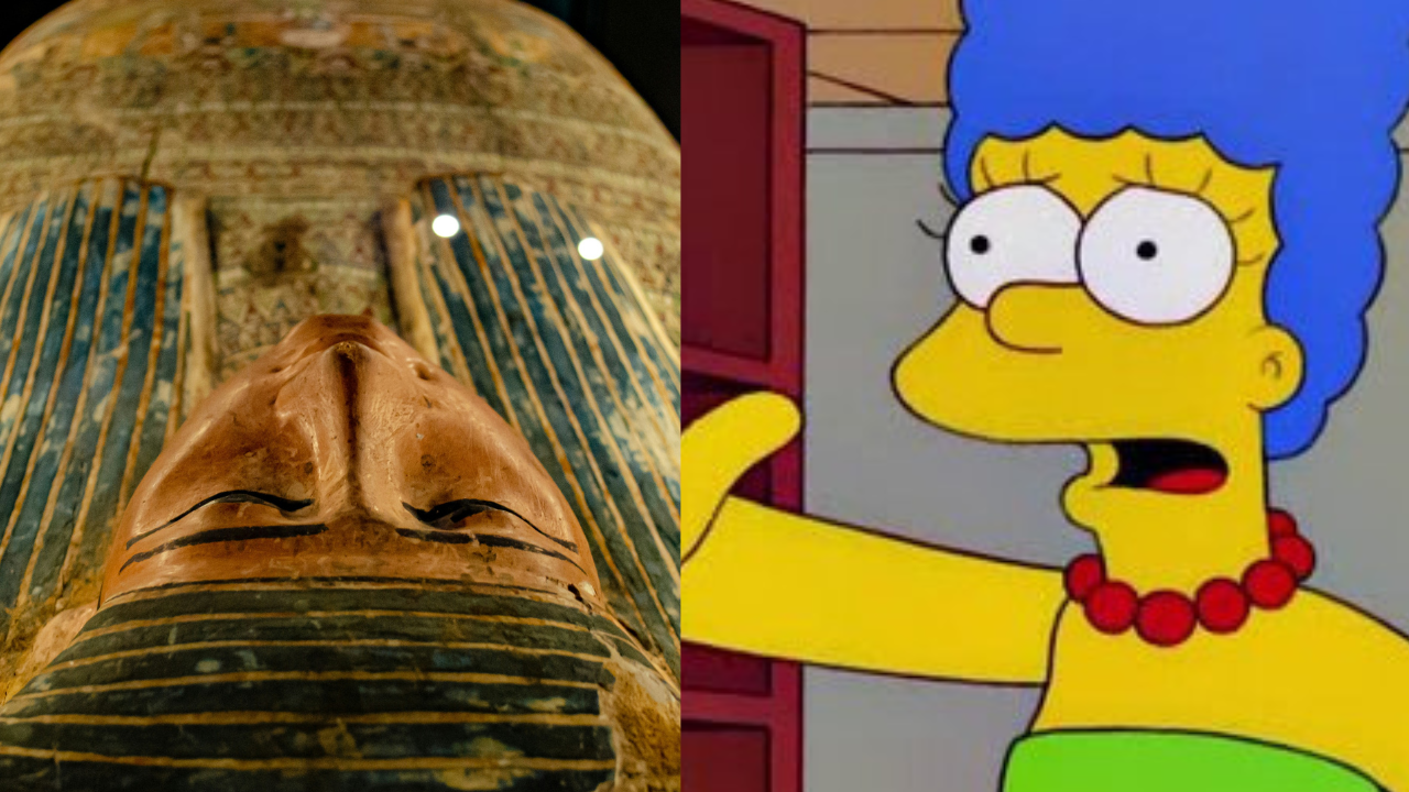 egypt predicted the simpsons? marge-like marking seen in unearthed coffin