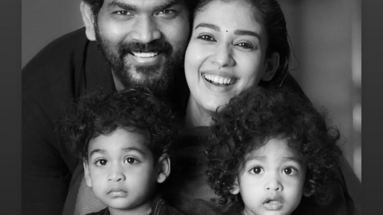 Vignesh Shivan and Nayanthara pose with their twins