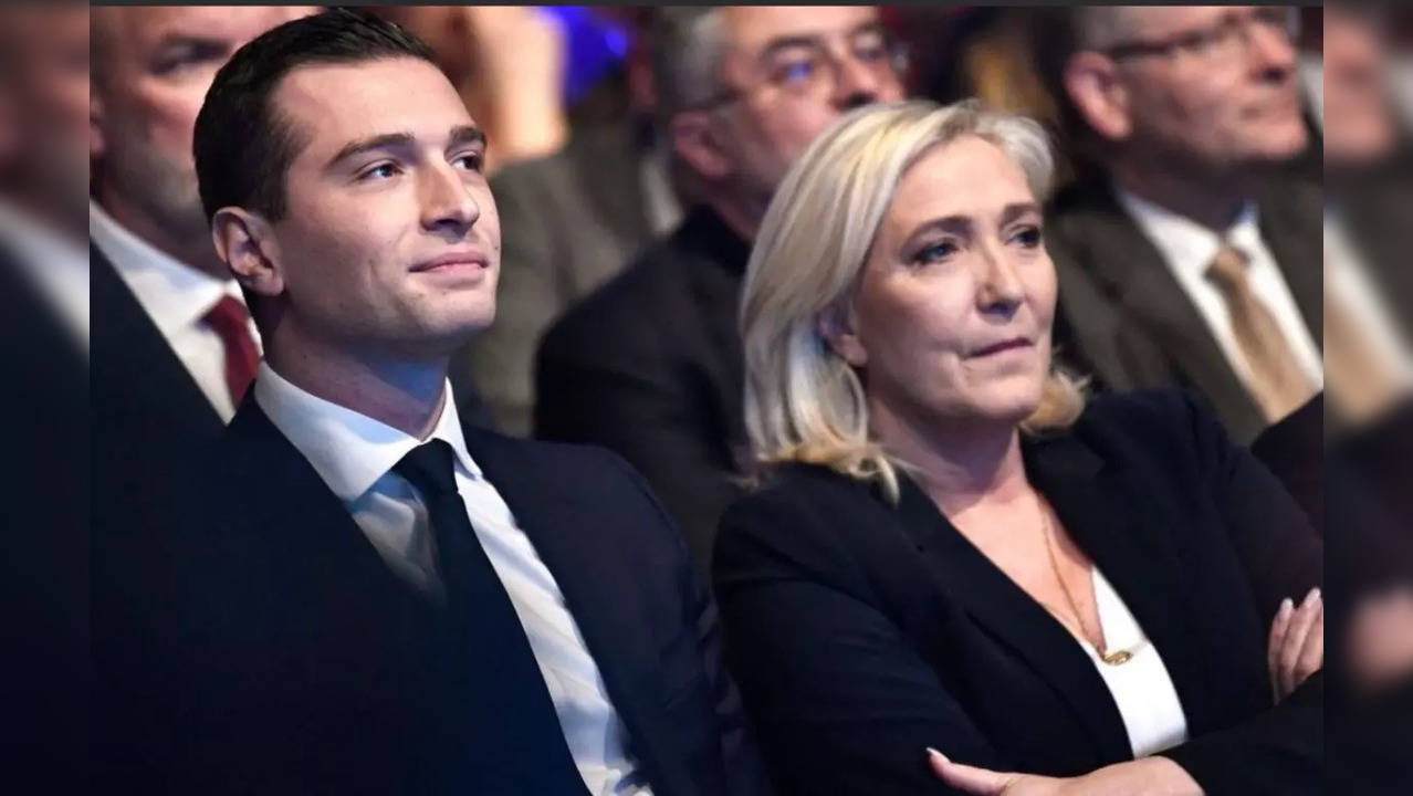 Jordan Bardella and Marine Le Pen, leaders of France's National Rally, poised for pivotal role in 2024 elections.