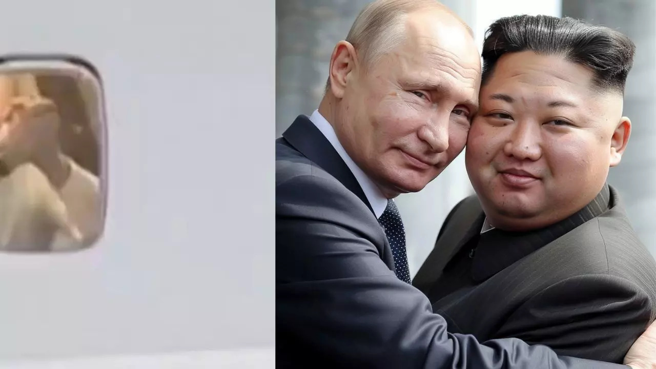 Putin waves goodbye to Kim Jong-un.