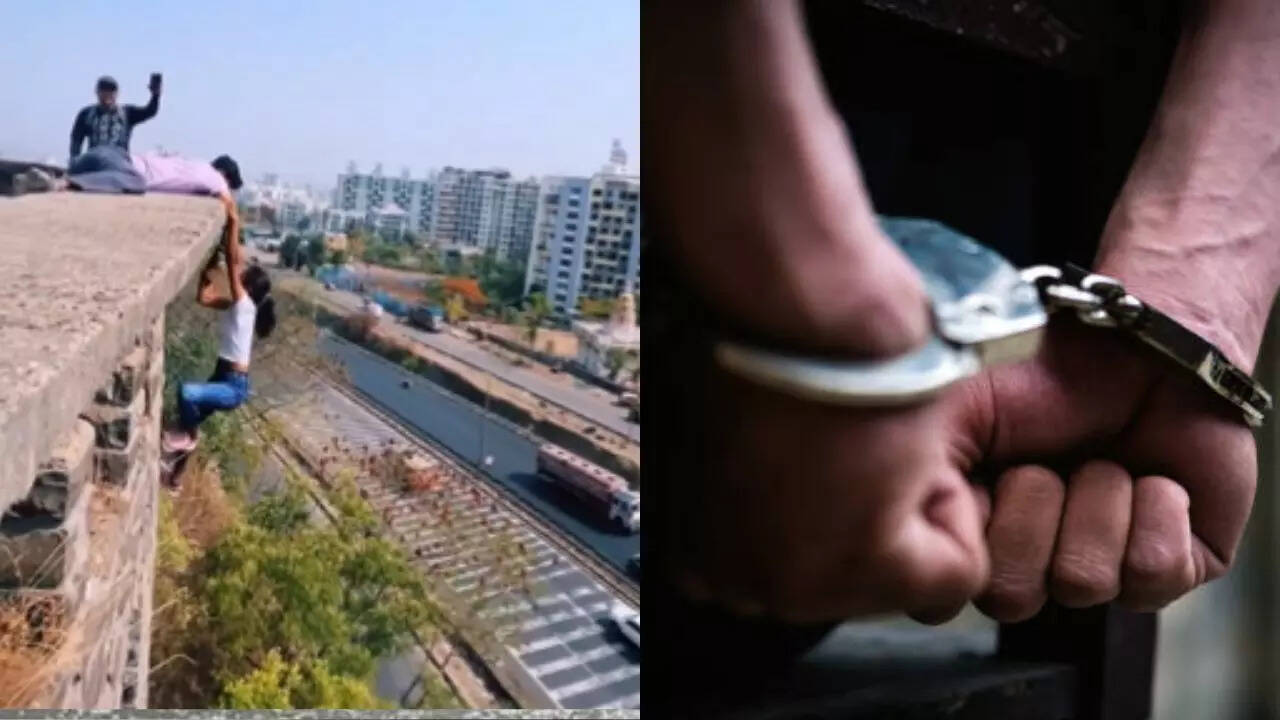 girl dangles from tall building for reel, pune police arrests 2 two for daredevil stunt