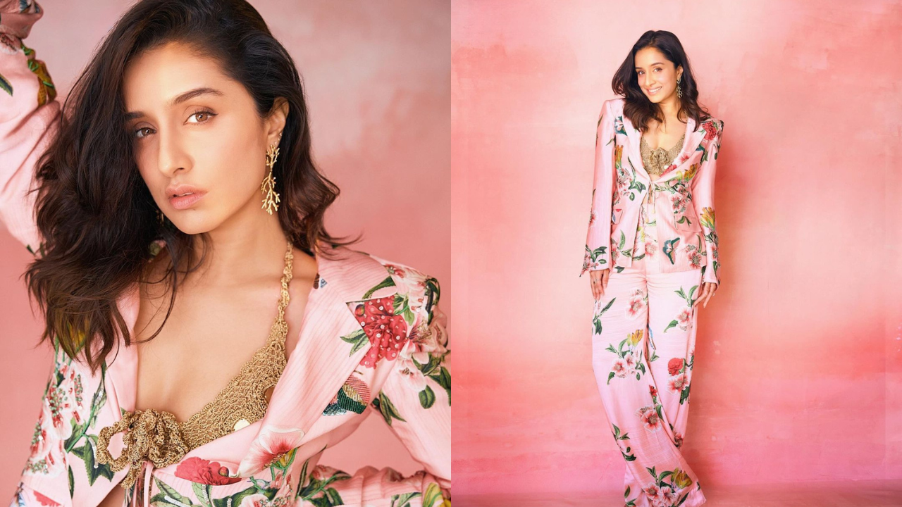 Shraddha Kapoor Aces Power Dressing In Pink Floral Pantsuit