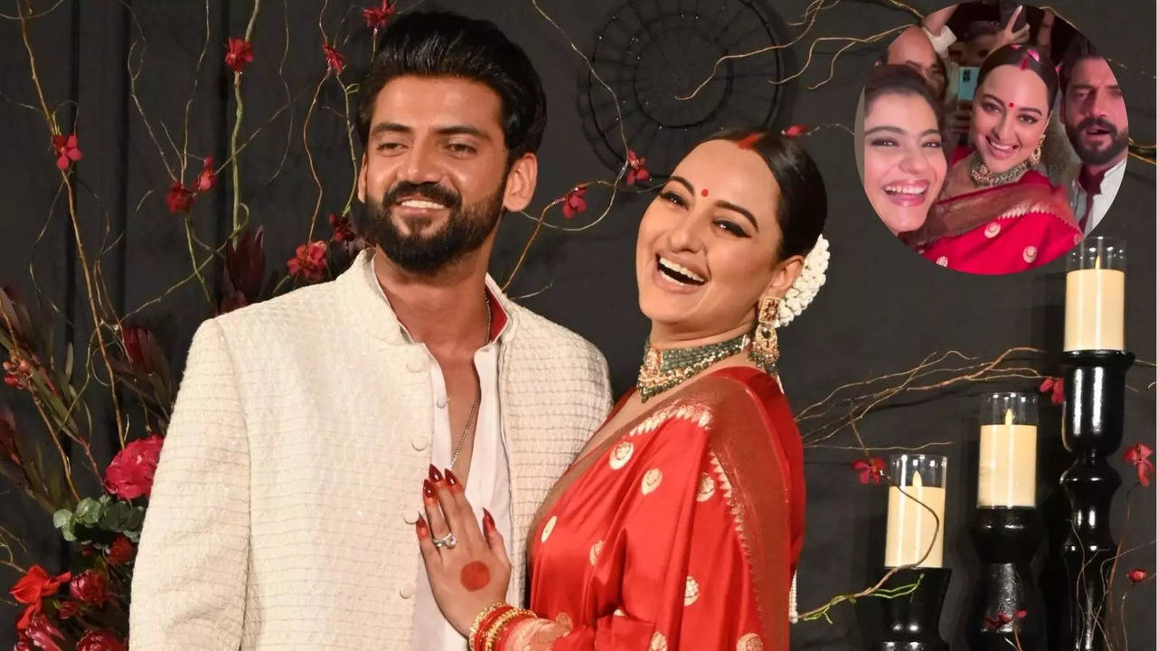 New Bahu Sonakshi Sinha Dances To Bhangra Beats With Kajol At Reception, Shatrughan Sinha's Damad Zaheer Iqbal Joins