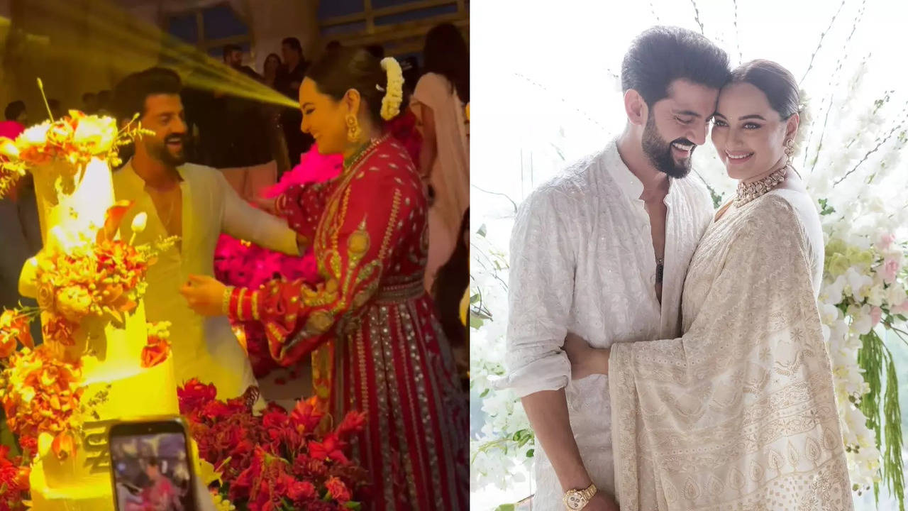 Sonakshi Sinha-Zaheer Iqbal Reception Newlyweds Cut Four-Tier Cake With Their Initials On It Dance To Tere Mast Mast Do Nain