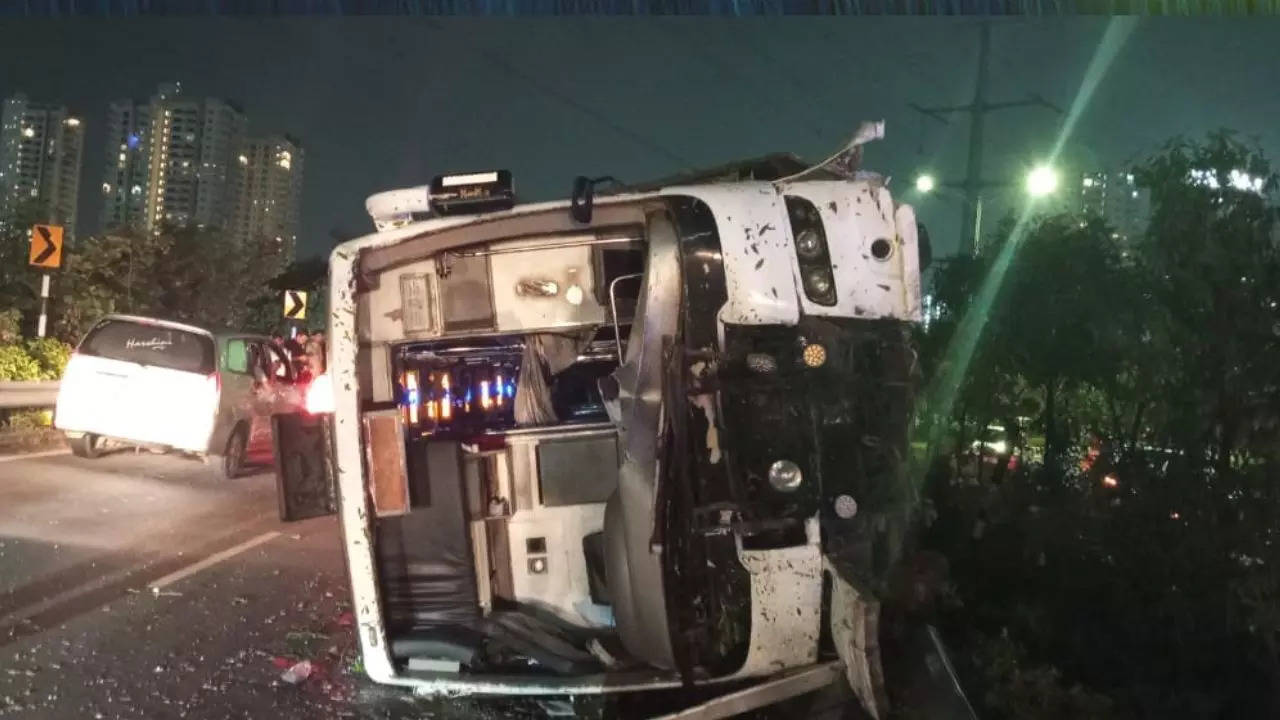 woman dies, other passengers injured after hyderabad-chennai bus overturns| video