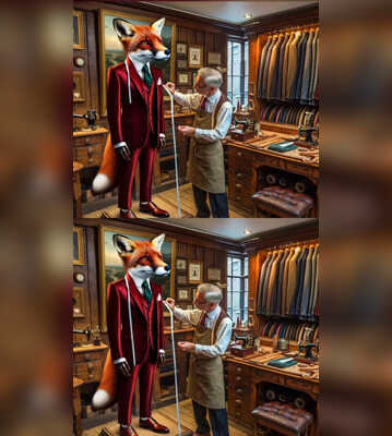 Find 5 Differences in These Images of a Fox at the Tailors