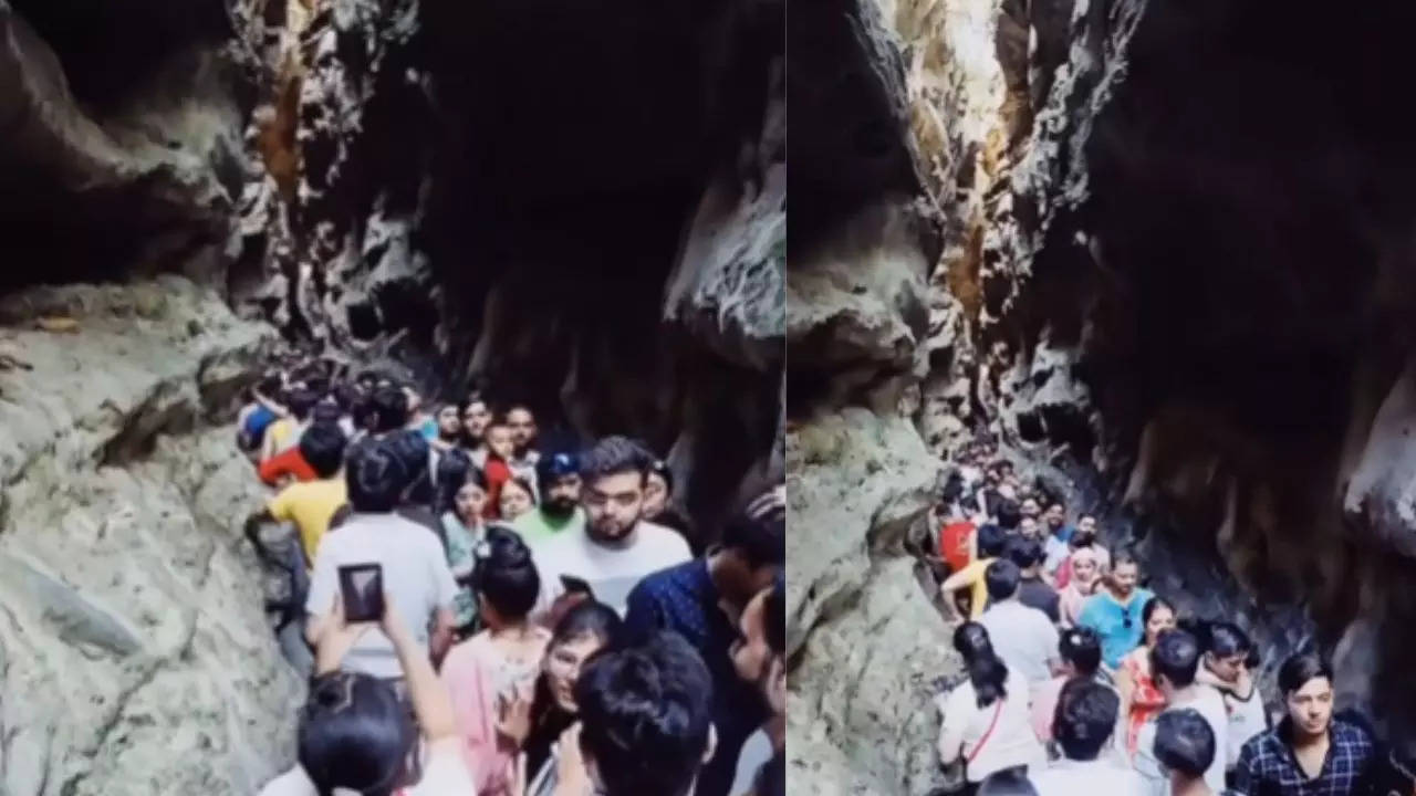 video of dehradun's 'hidden gem' - gucchupani cave crowded with tourists slammed