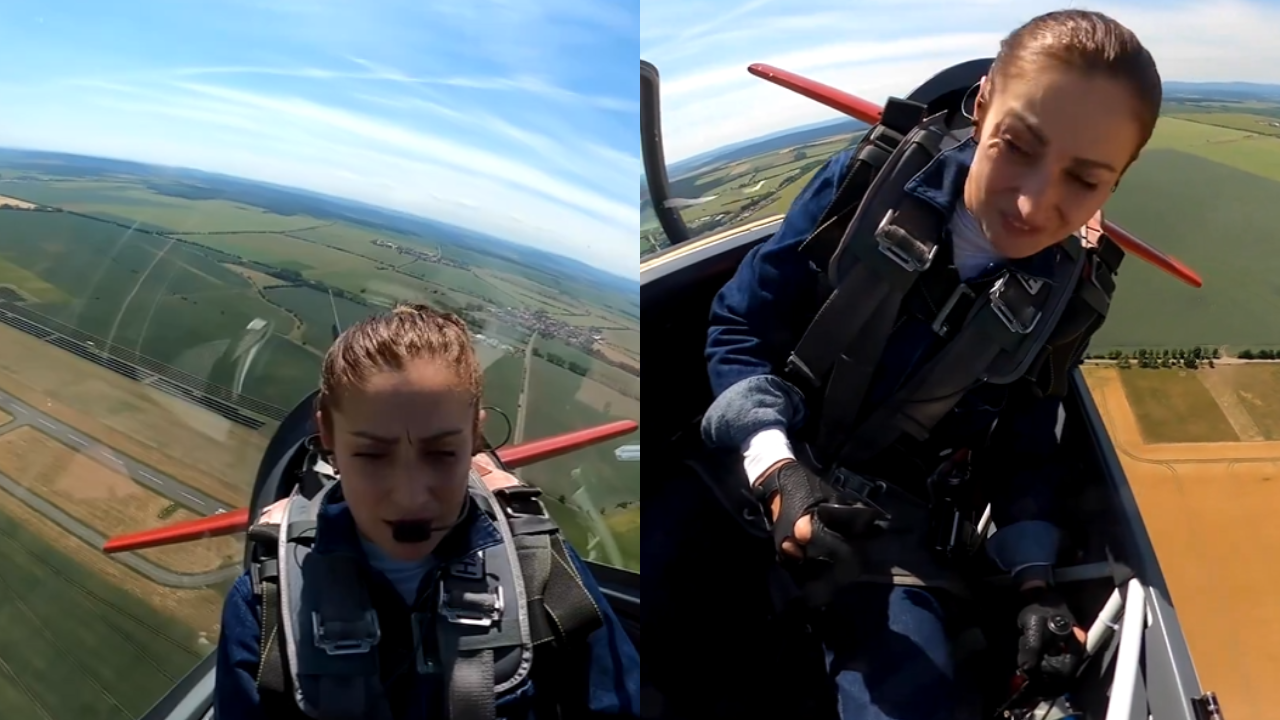 VIDEO | Pilot Struggles To Maintain Control Of Plane After Canopy Opens Mid-Air