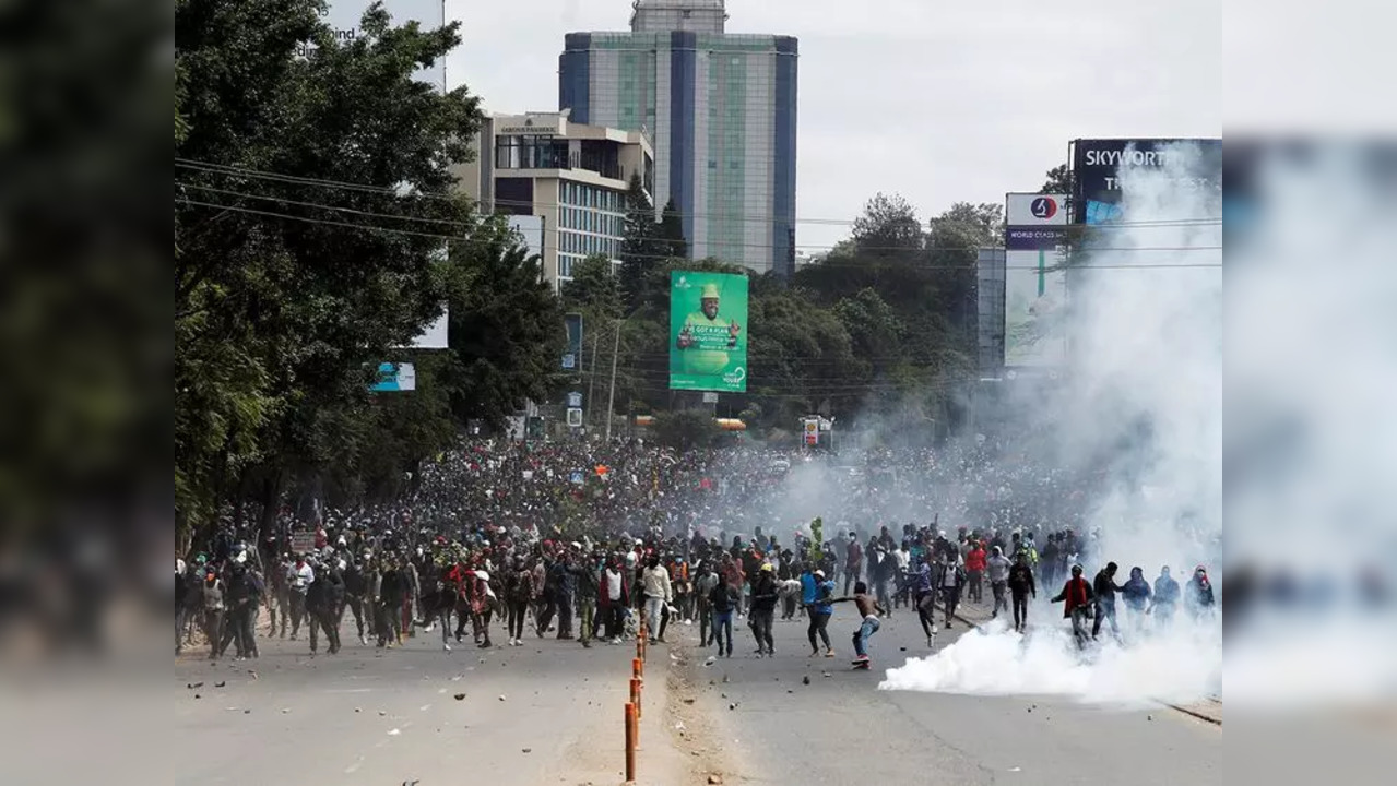 Demonstrators during a protest against Kenya's proposed finance bill 2024/2025 in Nairobi, on June 25, 2024.