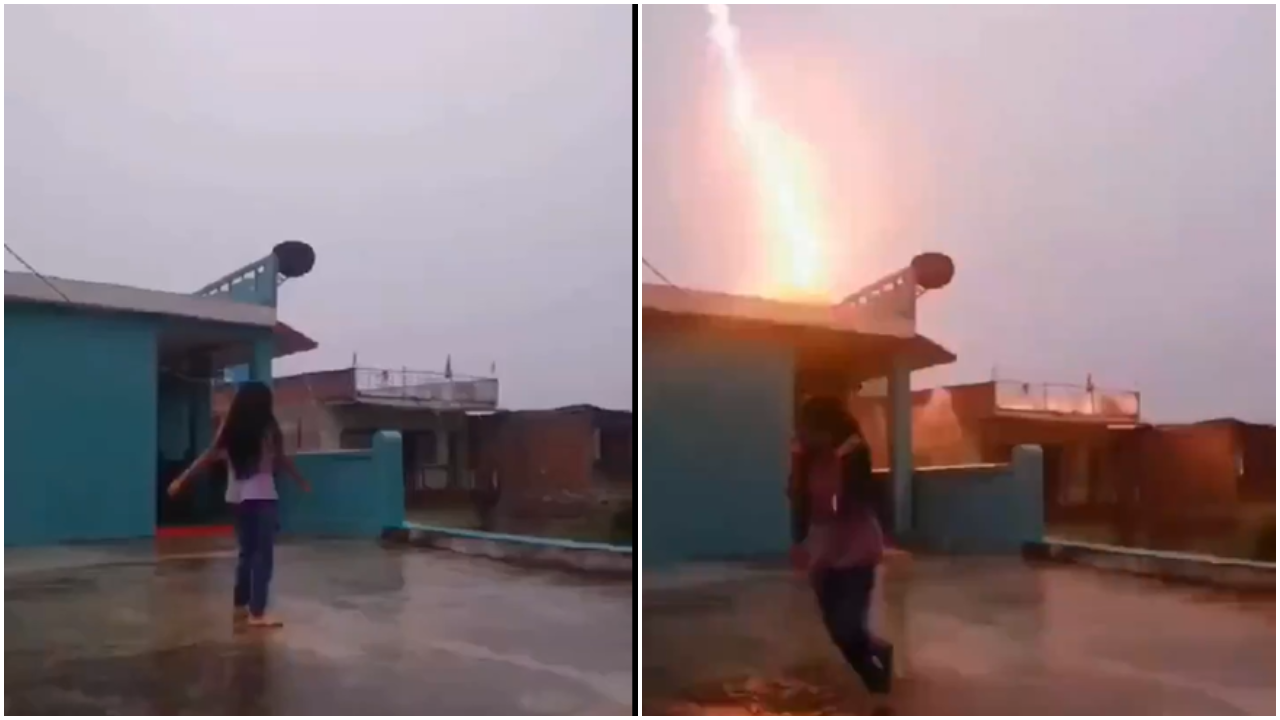 Girl From Bihar's Sitamarhi Narrowly Escapes Lightning Strike