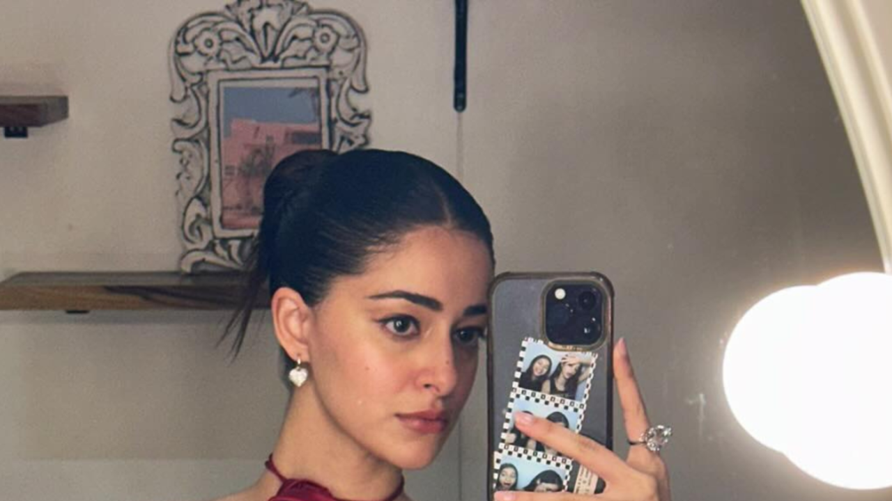 ananya panday's red bodycon fit with a rose twist is giving