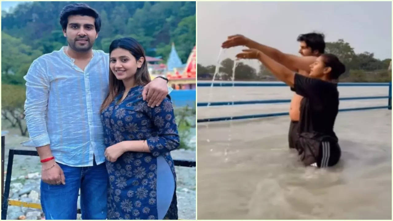 anjali arora takes a holy dip in ganga river with boyfriend akash sansanwal - watch