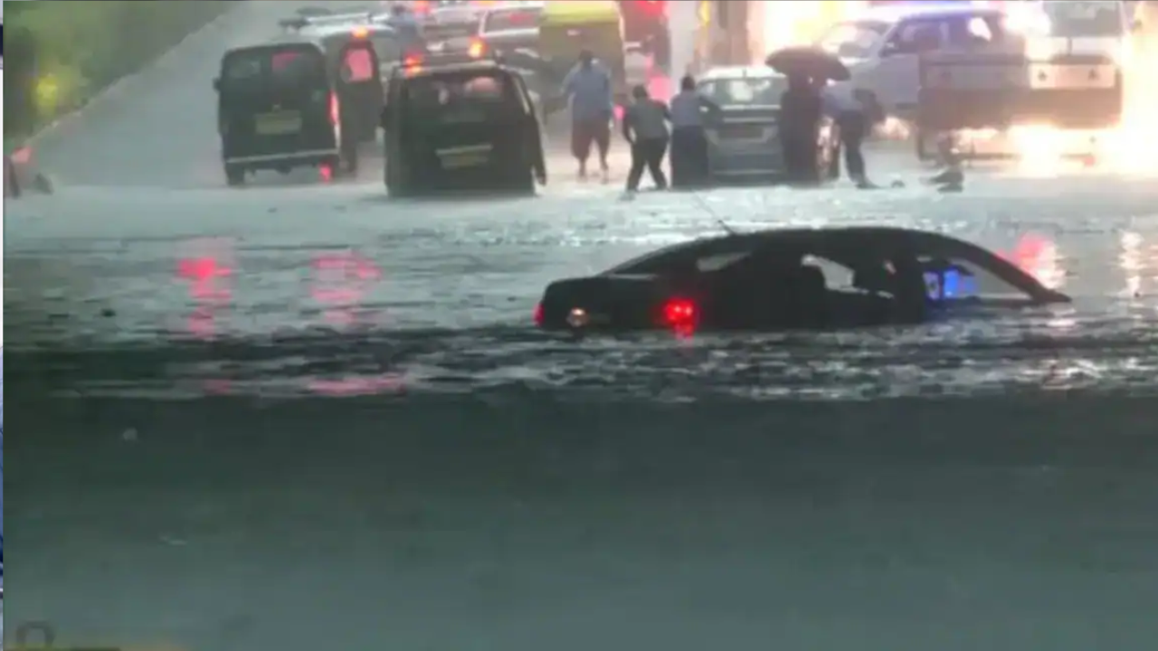 A car was seen submerged at Minto Road. (Photo: ANI)