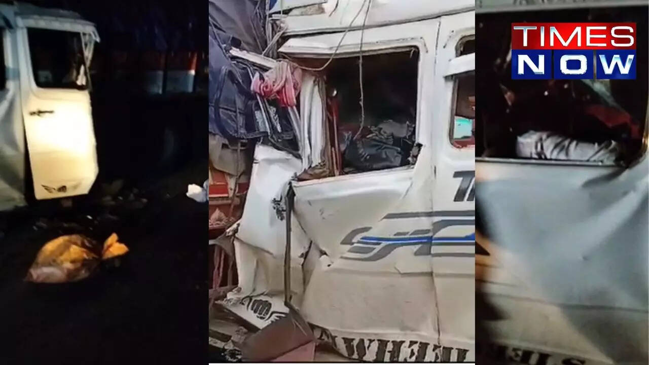 13 dead on pune-bangalore highway after van-lorry collision near haveri - video