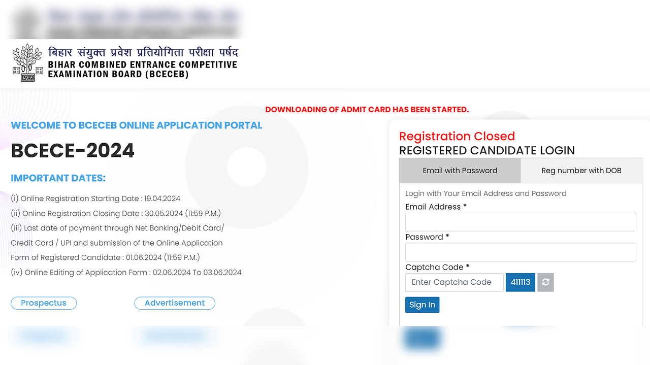 BCECE 2024 Admit Card Released At bceceboard.bihar.gov.in, Direct Link ...