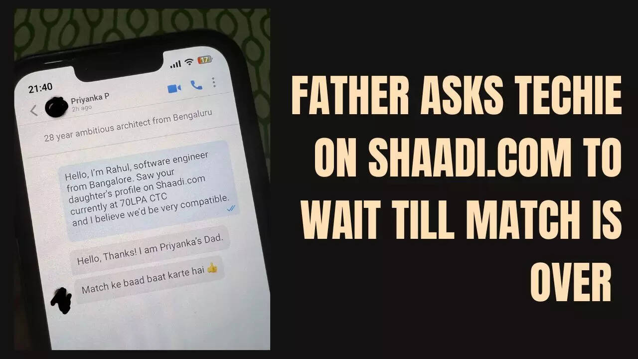 bangalore: techie earning 70 lpa sends proposal on matrimony site, fathe asks him to wait till t20 world cup match is over