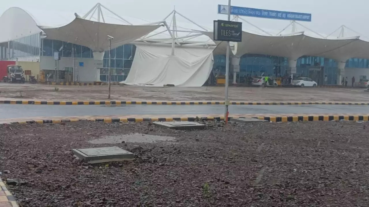 Canopy Collapses at Rajkot Airport Amid Rain and Strong Winds