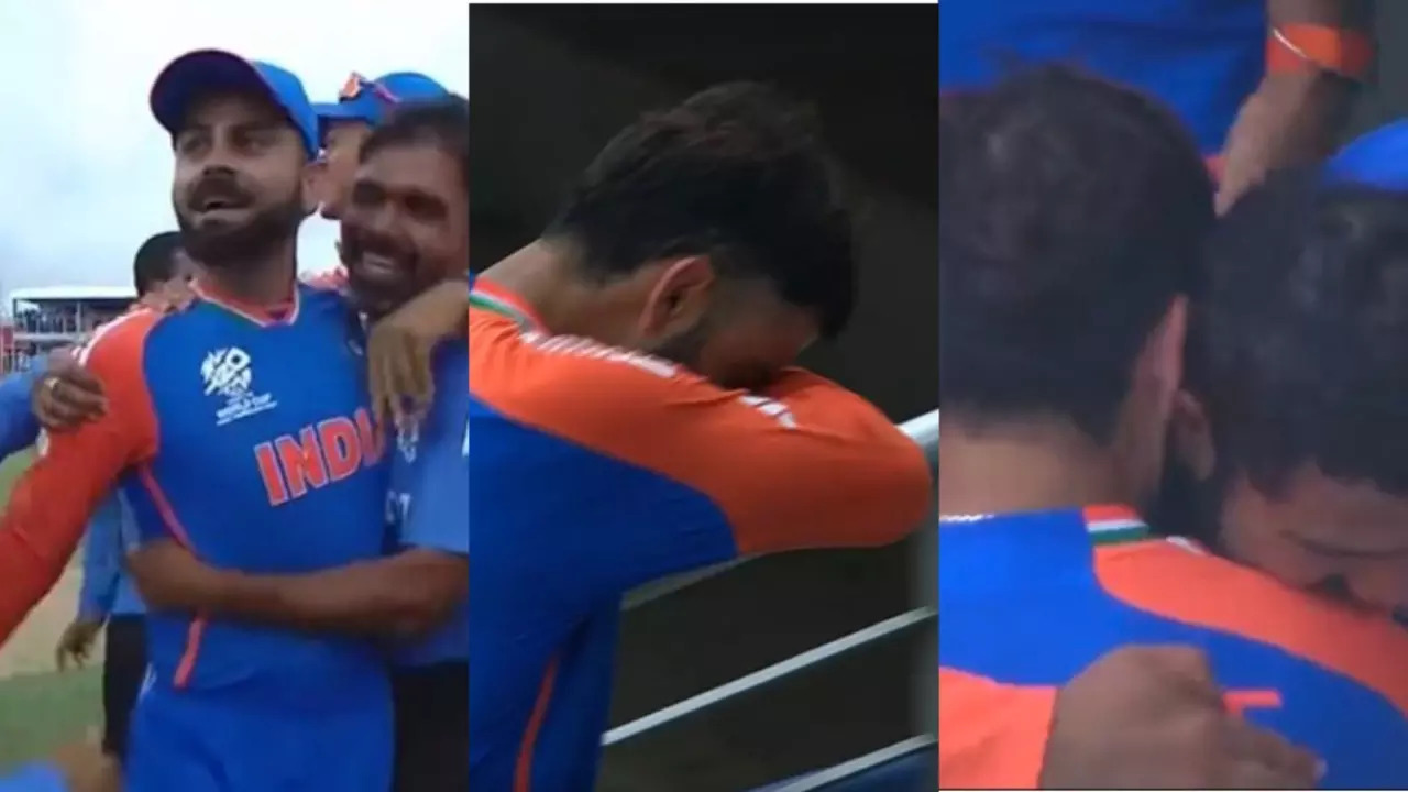 Emotional Virat Kohli Sheds Tears Of Joy As India Lift 2nd T20 World Cup Trophy; Hugs Rohit Sharma