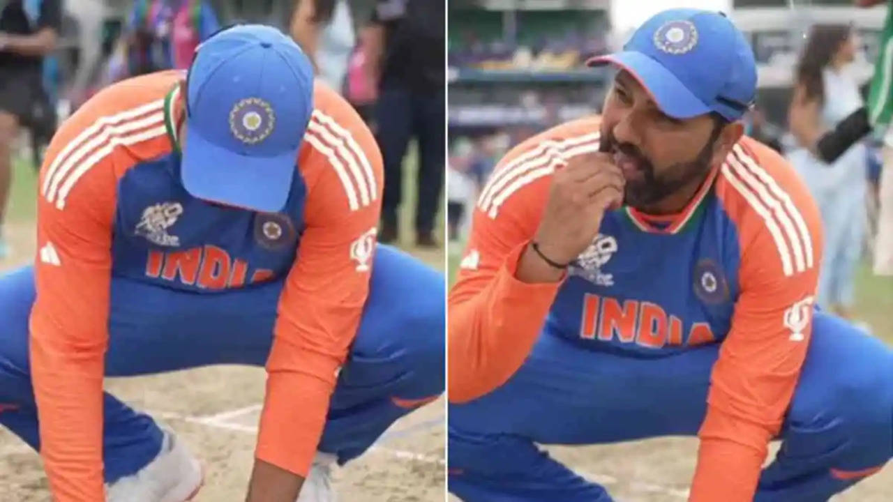 Rohit Sharma was seen eating sand on Barbados Pitch