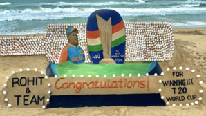 Sand Artist Sudarsan Pattnaik Celebrates Team Indias Win with Creative Art