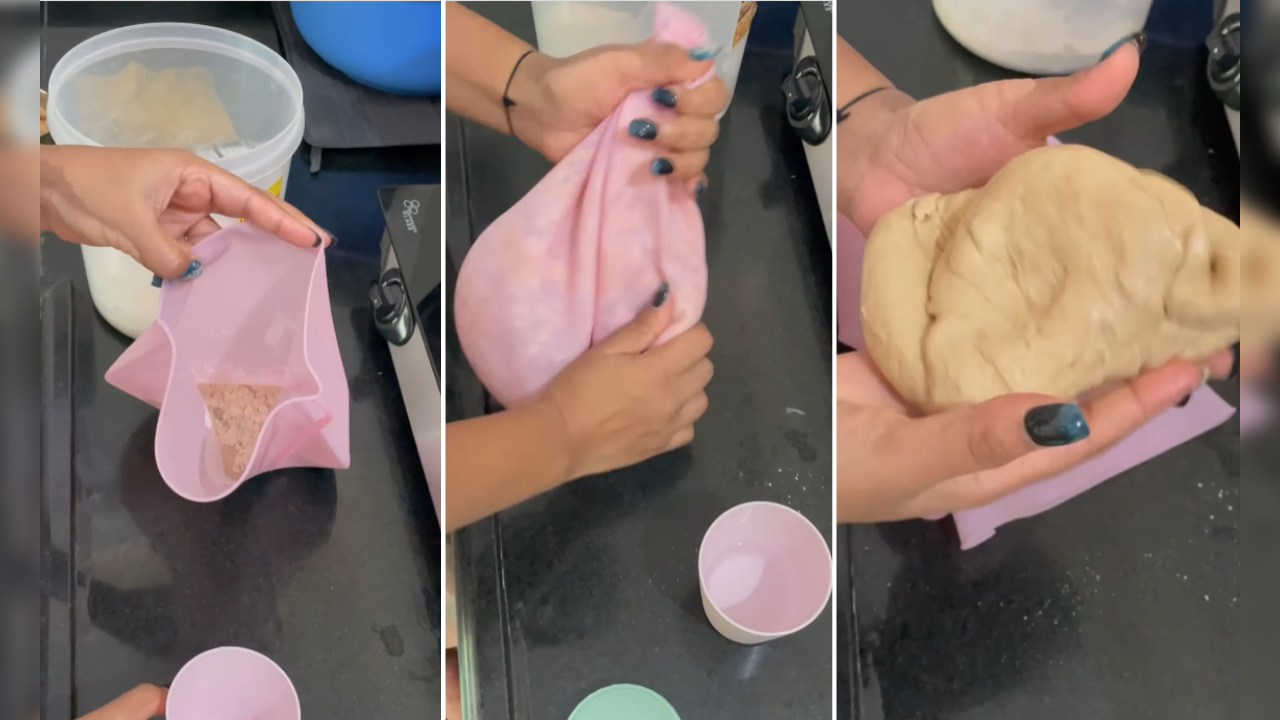 life hack video silicone bag for kneading dough without messy your hands