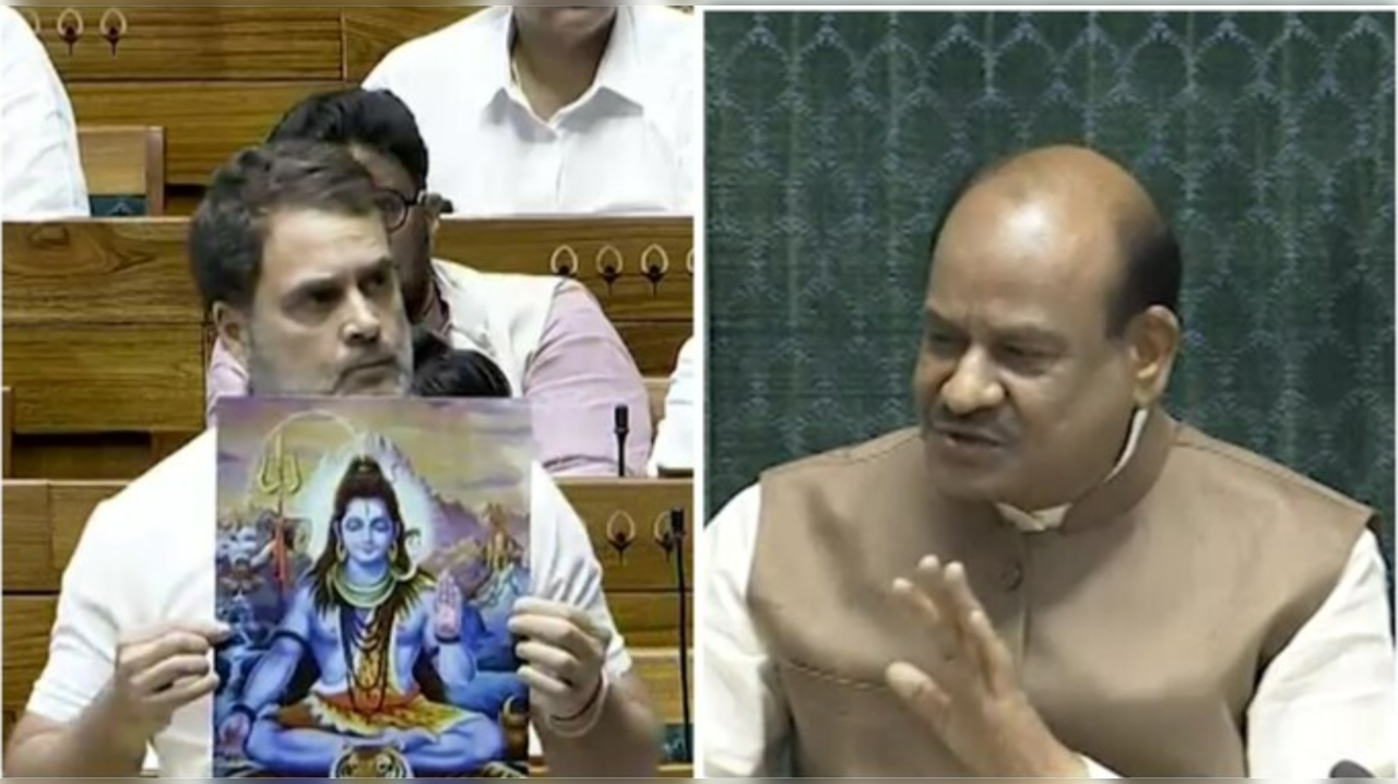 Rahul Gandhi Displays Lord Shiva Poster In Lok Sabha