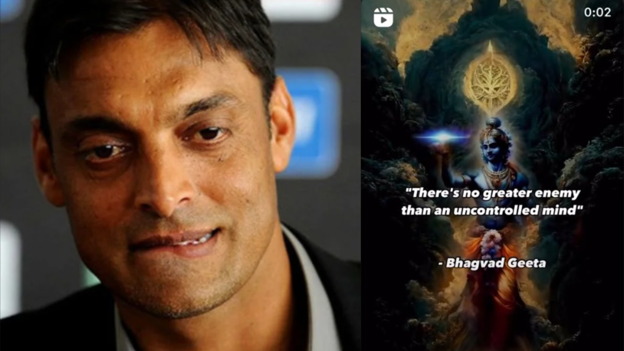 shoaib  akhtar posted a gitas shlok with krishna pic