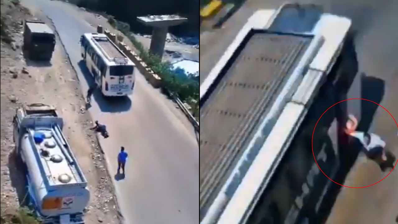 video: amarnath yatra pilgrims jump out of moving bus after brakes fail on highway, 10 injured