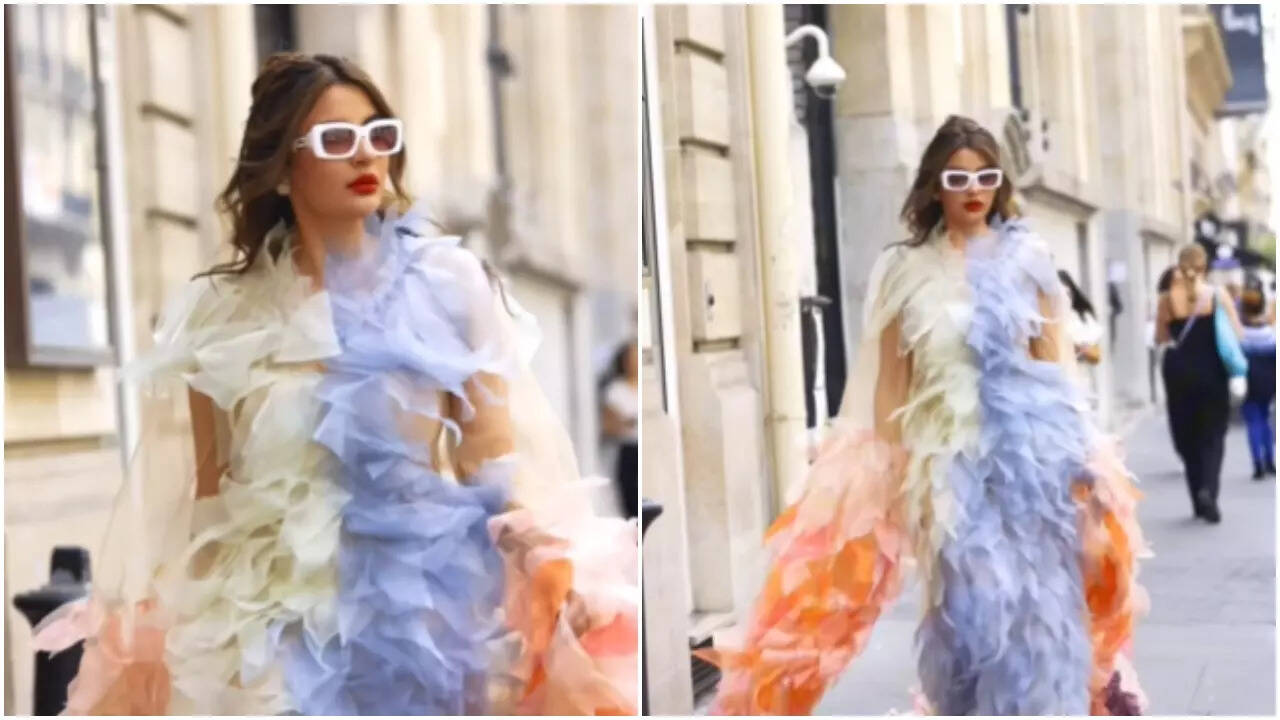 tmkoc actor deepti sadhwani's ruffle gown for paris fashion week will take your breathes away
