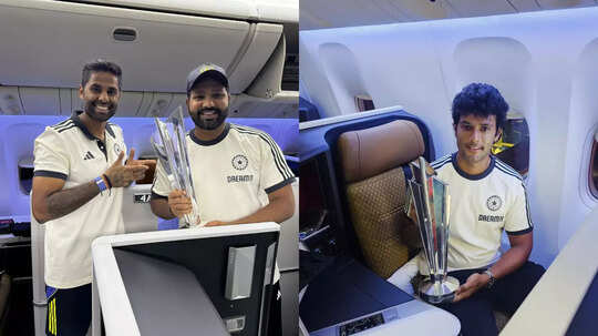 Coming Home Rohit Sharma Shares Pic Aboard Flight Back to India Players Expected to Reach Delhi On