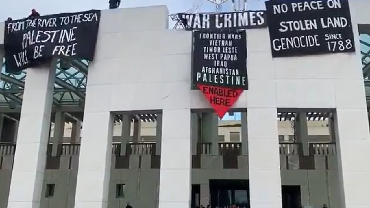 VIDEO | Pro-Palestinian Protesters Breach Security, Display Banners In Australian Parliament