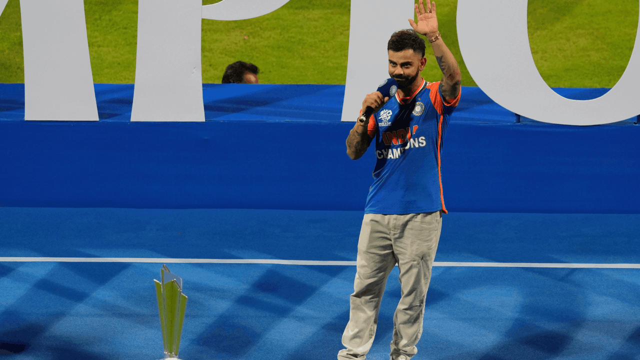 Virat Kohli India T20 WC 2024 parade ap