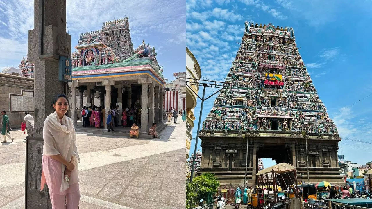 Sobhita Dhulipala at the Kapaleeshwarar Temple