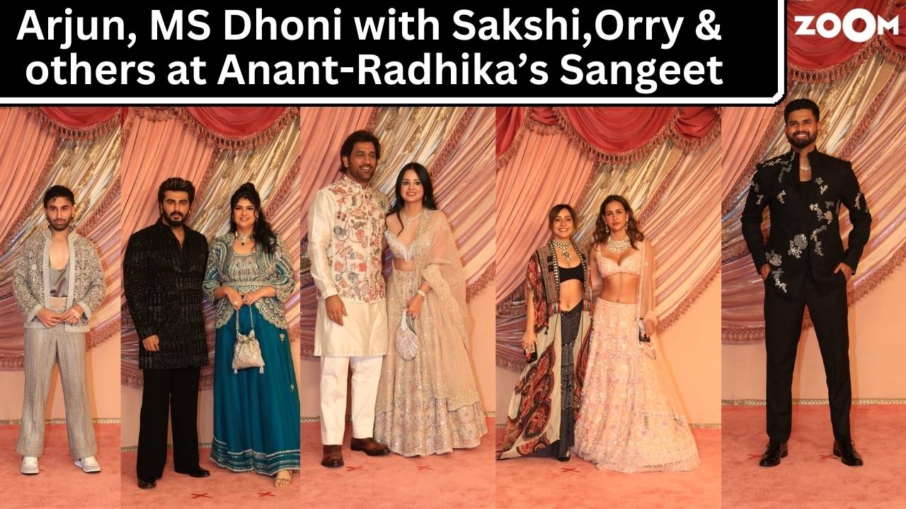 MS Dhoni with wife Sakshi, Arjun Kapoor,Orry, Shreyas Iyer at Anant-Radhika's Sangeet