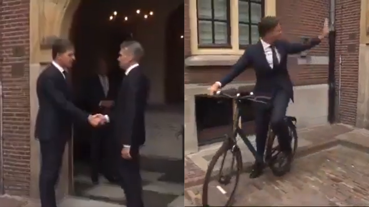 VIDEO: Dutch Ex-PM Leaves Office On Bicycle After Handing Over Power To Successor