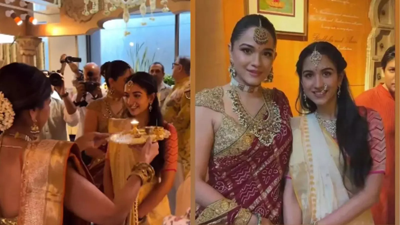 Radhika Merchant Rocks Gujju Chori Look At Graha Shanti Puja Ahead Of Wedding With Anant Ambani