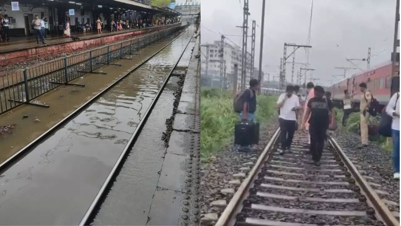 Waterlogged Railway Tracks In Mumbai