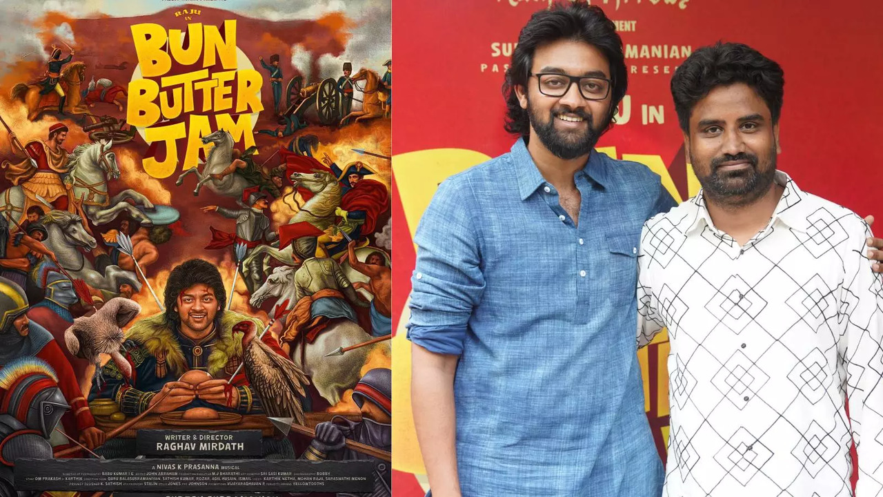 Poster of Bun Butter Jam (L); Actor Raju With Director Raghav Mirdath