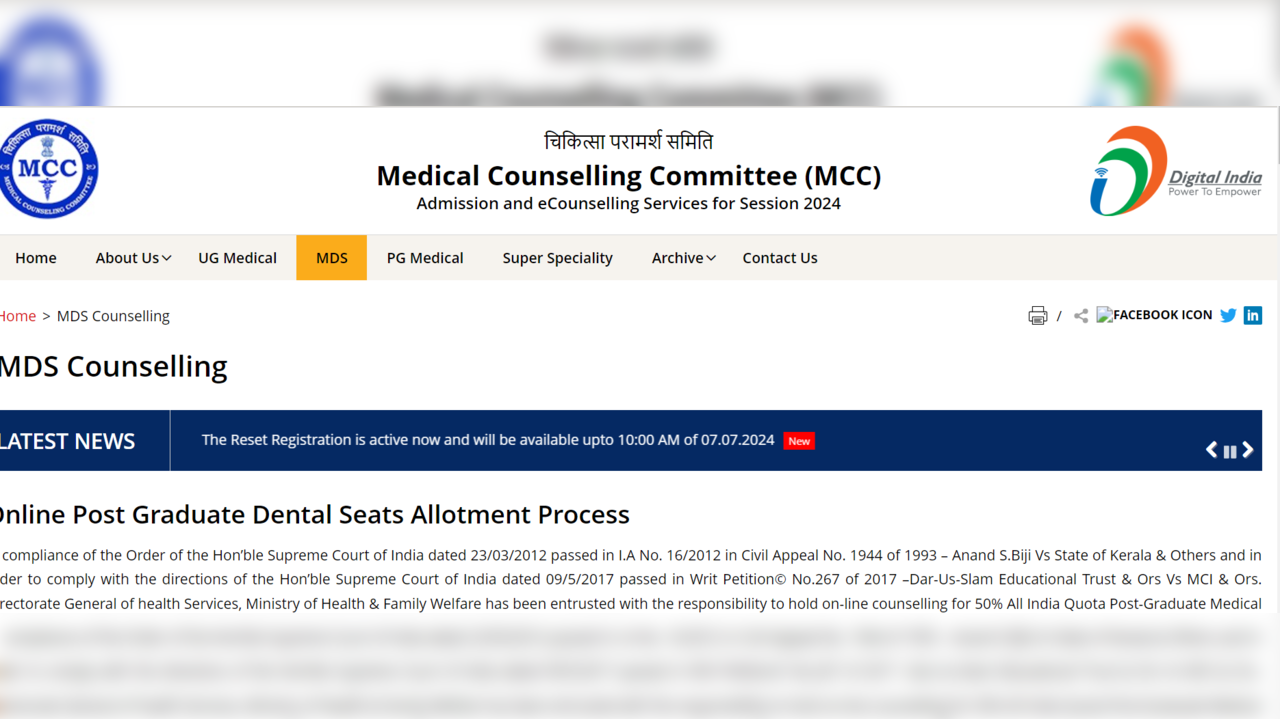 NEET MDS Counselling 2024 Round 1 Seat Allotment Result Released At mcc